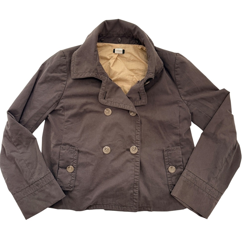 J.Crew Jacket Womens 8 Taupe Double Breasted Cotton Blend Pea Coat 11899 Y2K